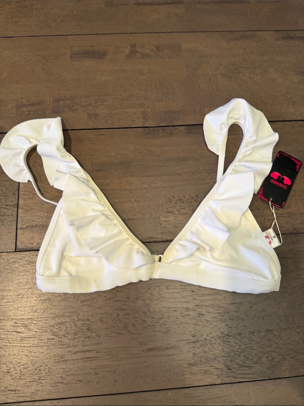 Women’s White Ruffle Triangle Bikini Top - Lightweight Swim
